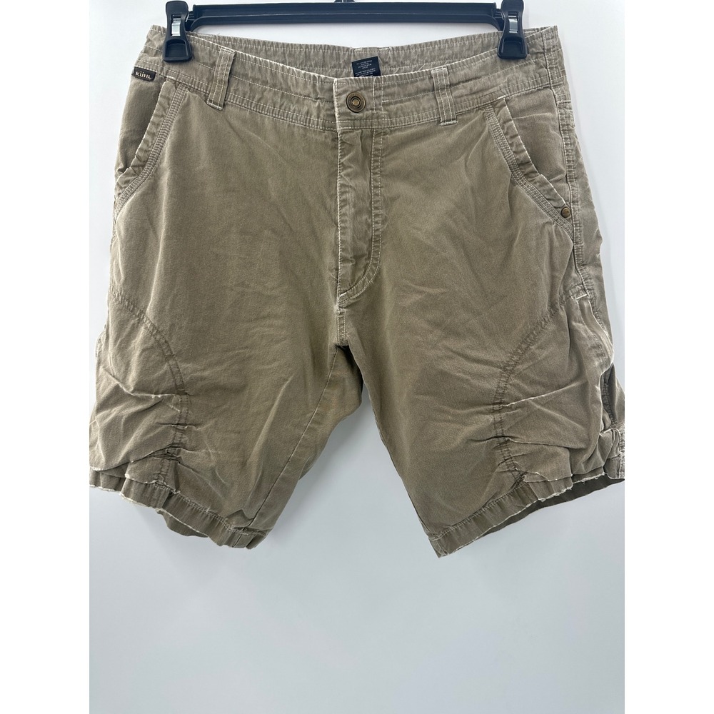 Kuhl Mens Cargo Shorts Size 32 Khaki Tan Hiking Utility Outdoor Rugged Casual